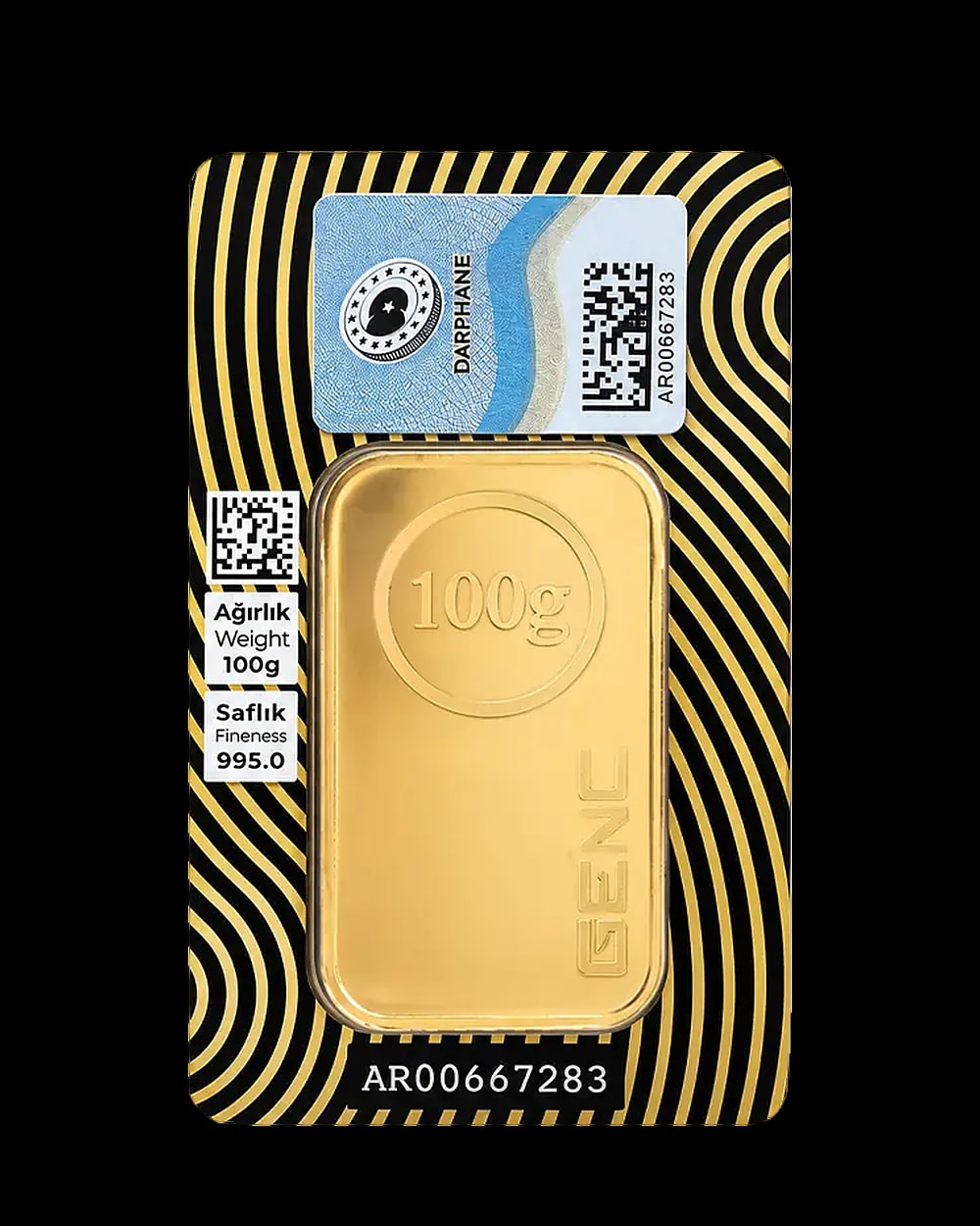 100 Gram 24 Ayar Külçe Altın 995,0, Arka yüz