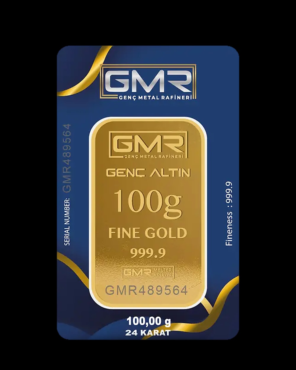 100 Gram 24 Ayar Külçe Altın 999,9, Ön yüz
