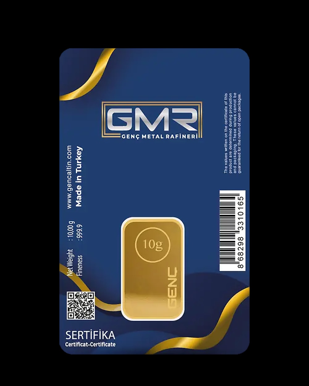 10 Gram 24 Ayar Külçe Altın 999,9, Arka yüz