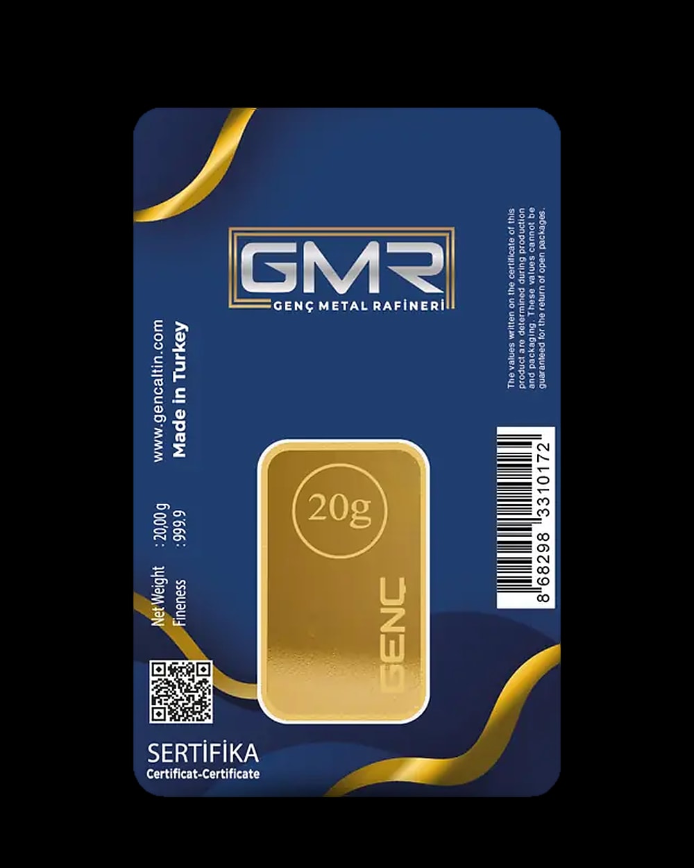 20 Gram 24 Ayar Külçe Altın 999,9, Arka yüz