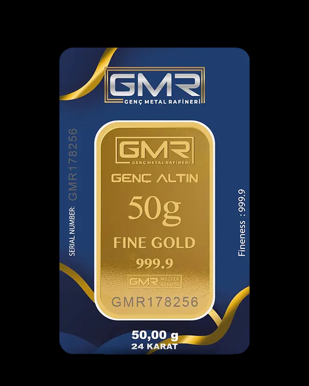 50 Gram 24 Ayar Külçe Altın 999,9, Ön yüz