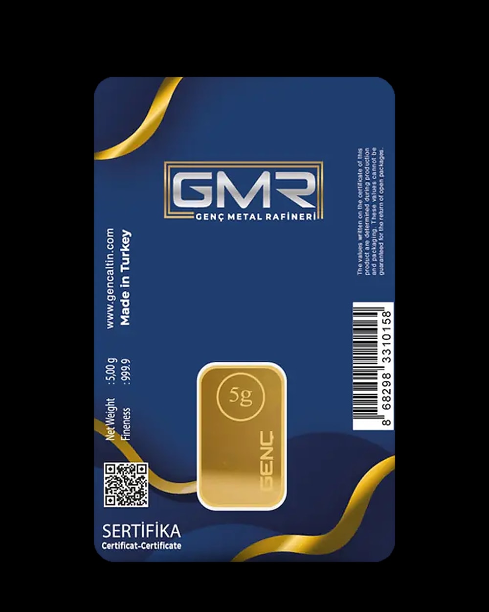 5 Gram 24 Ayar Külçe Altın 999,9, Arka yüz