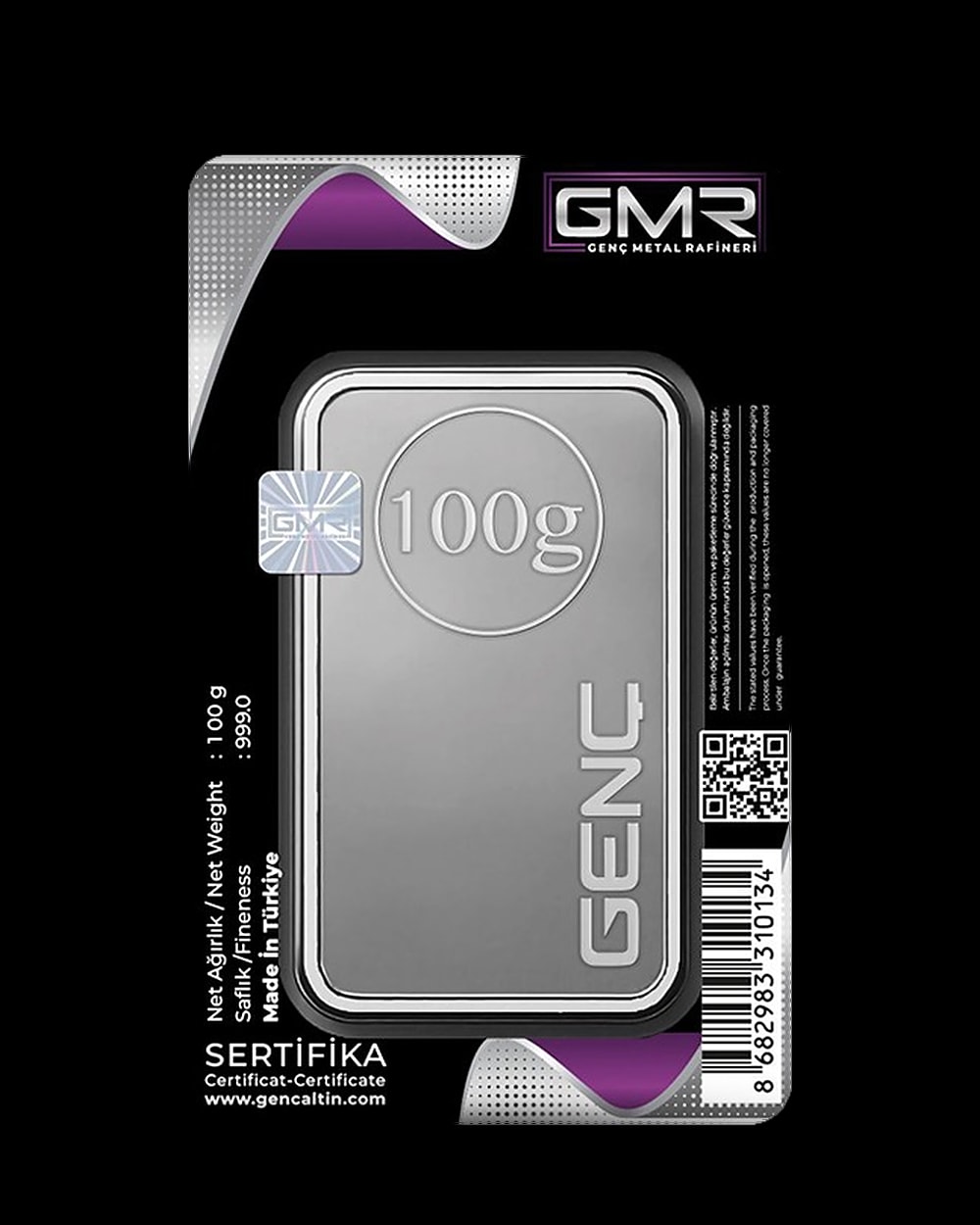 100 Gram Külçe Gümüş, Arka yüz